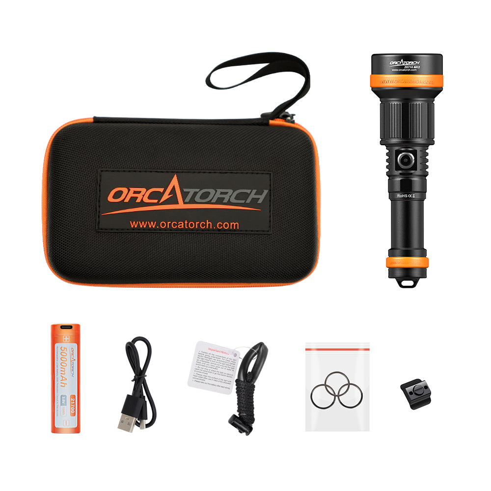 OrcaTorch ZD710 MK2 Zoomable Dive Light Beam Angle 4°-72° Adjustable