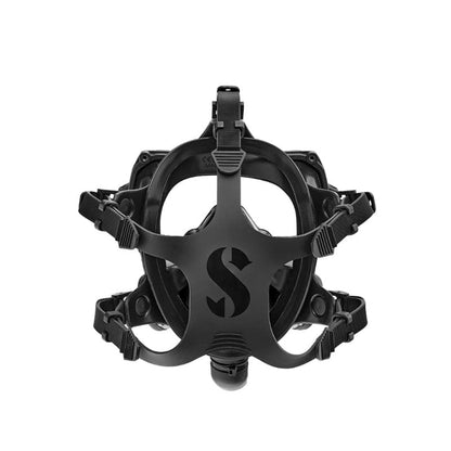Black scuba diving mask.