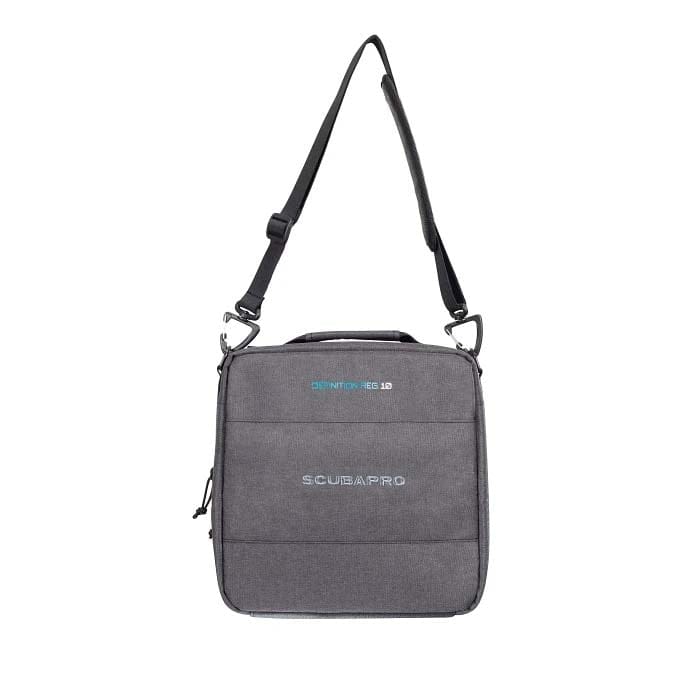 Gray Scubapro shoulder bag with black strap.