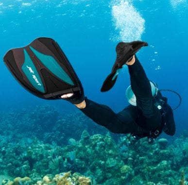 Scuba diver with Jet Sport fins underwater