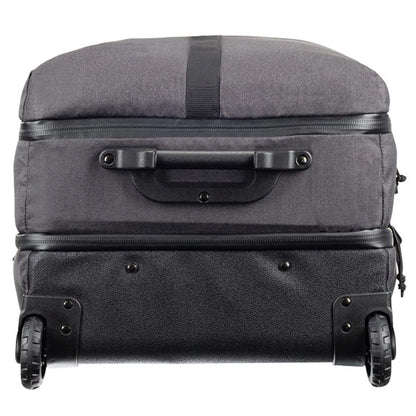 SCPDD118B-2 rolling suitcase, gray & black, top view.