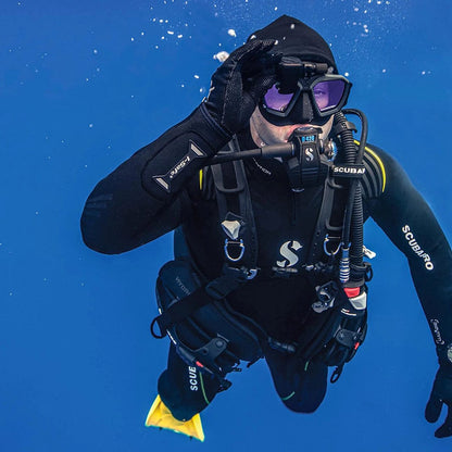 Scuba diver wearing a Hydros X wetsuit underwater
