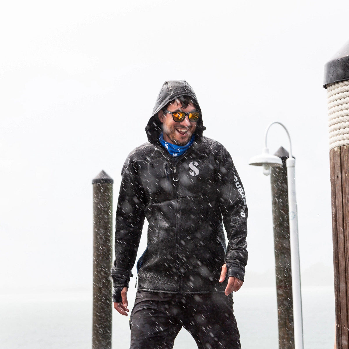 Man in Boat Coat in Snow