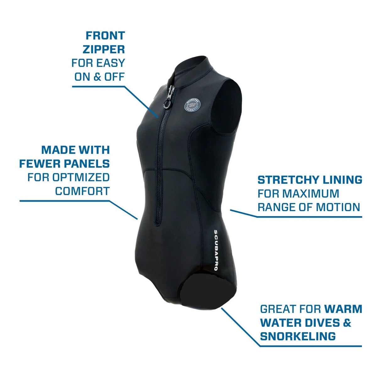 Scubapro Yulex 2mm swimsuit with front zip for warm water dives & snorkeling