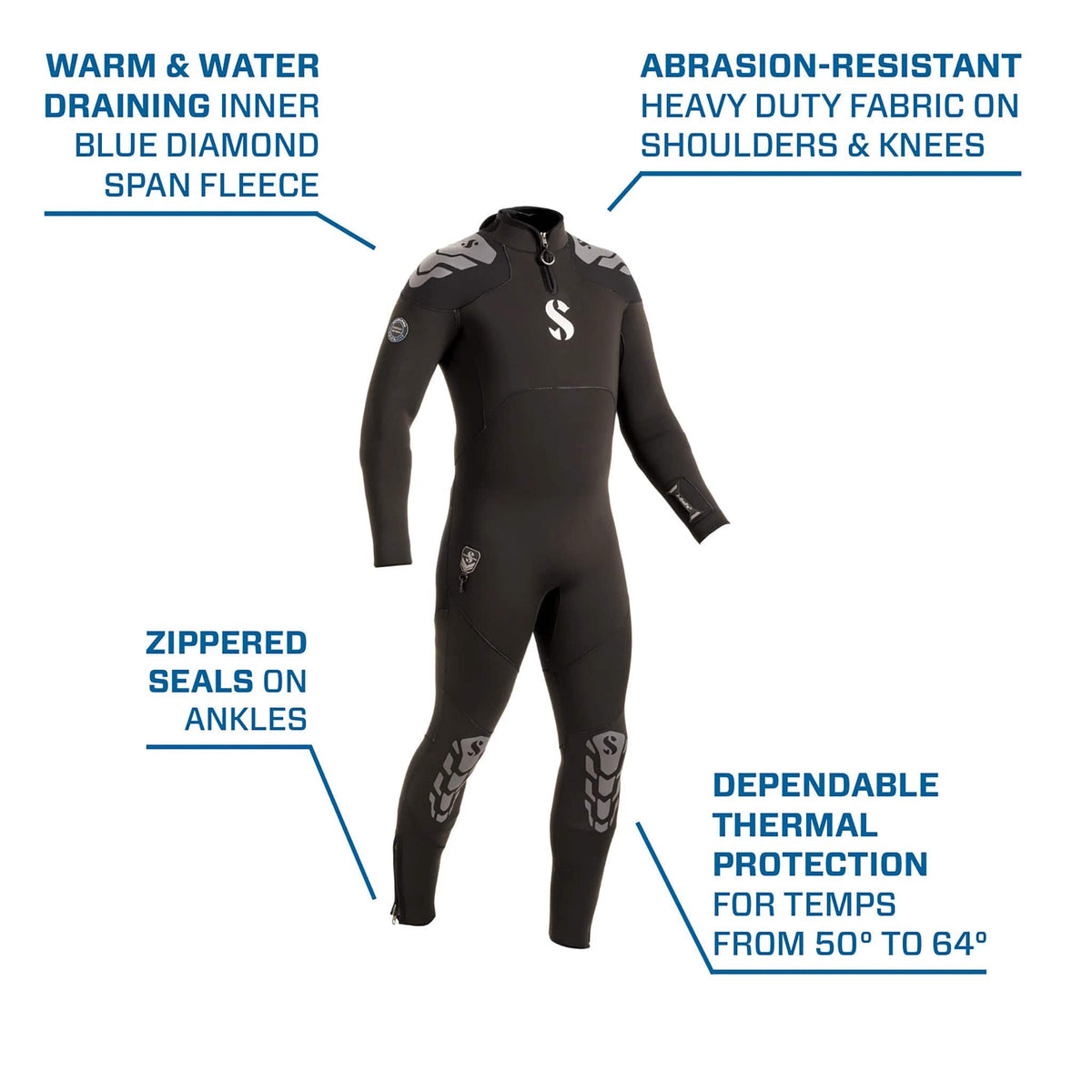 Scubapro Yulex 5/4mm Steamer Wetsuit - Warm, Water-Draining, Thermal Protection