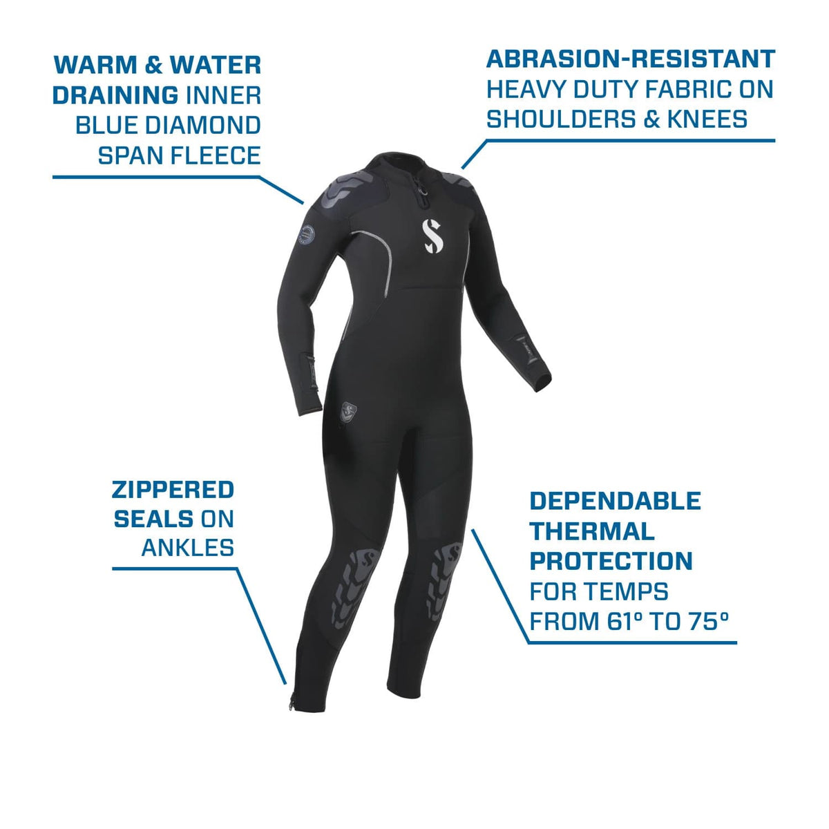 Yulex Steamer Wetsuit with Blue Diamond Fleece