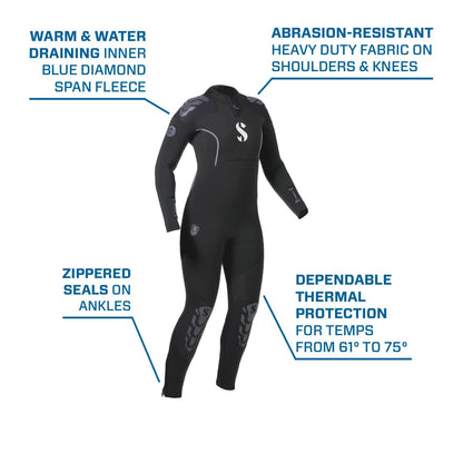 Yulex Steamer Wetsuit with Blue Diamond Fleece