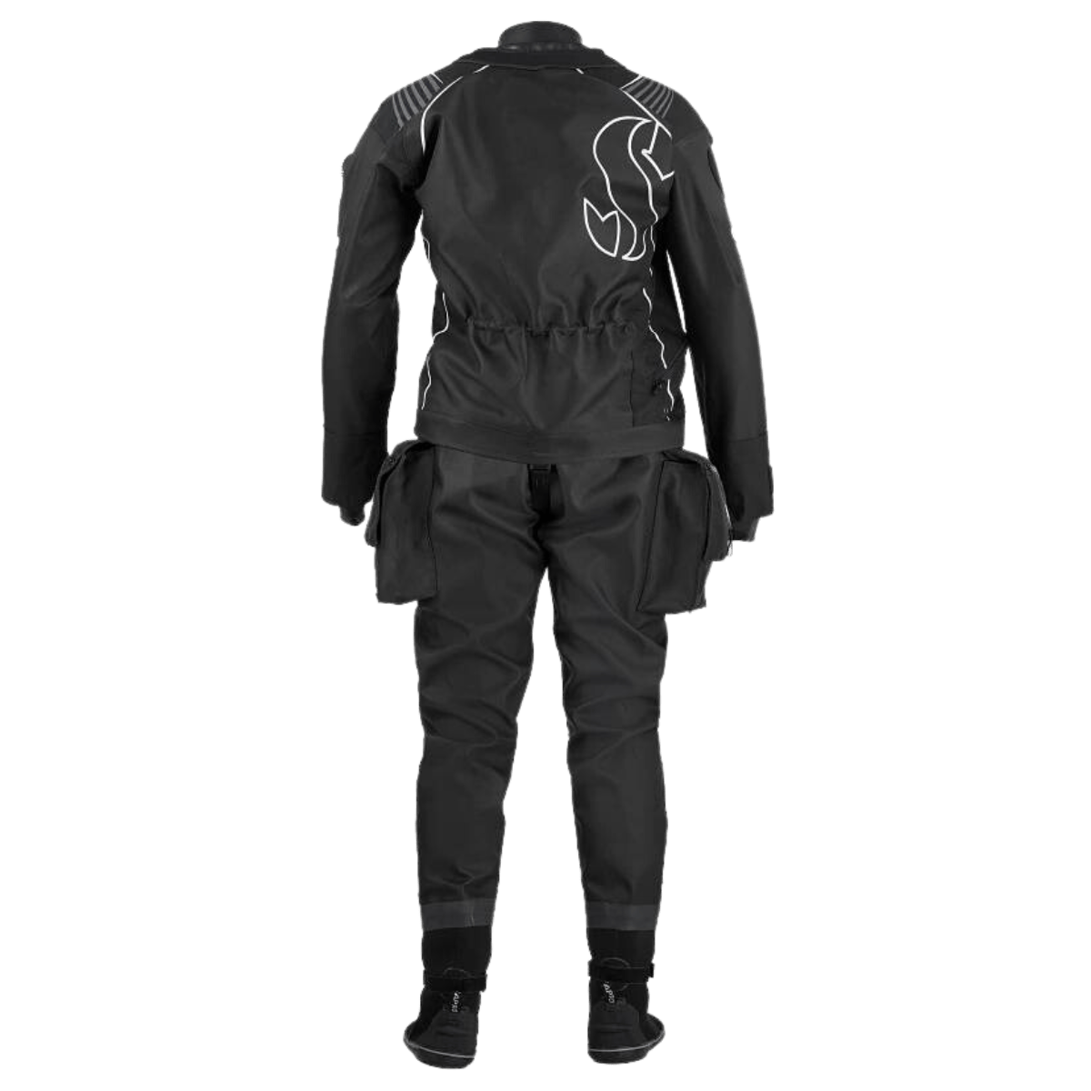 Black drysuit, rear view, definition_drysuit_2