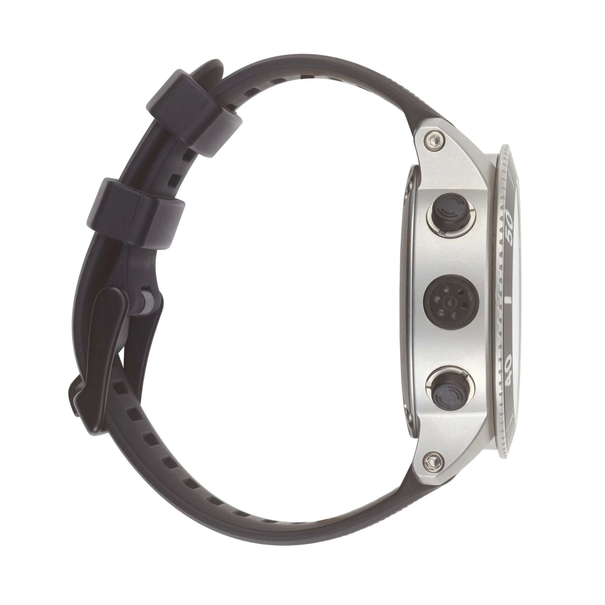 G3CCC Side View of a Black and Silver Smartwatch